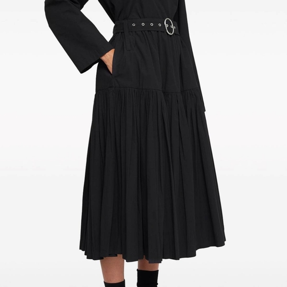 JIL SANDER Belted cotton-poplin midi skirt - Picture 2 of 9